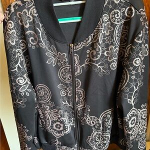 LuLaRoe Black Floral Bomber Jacket